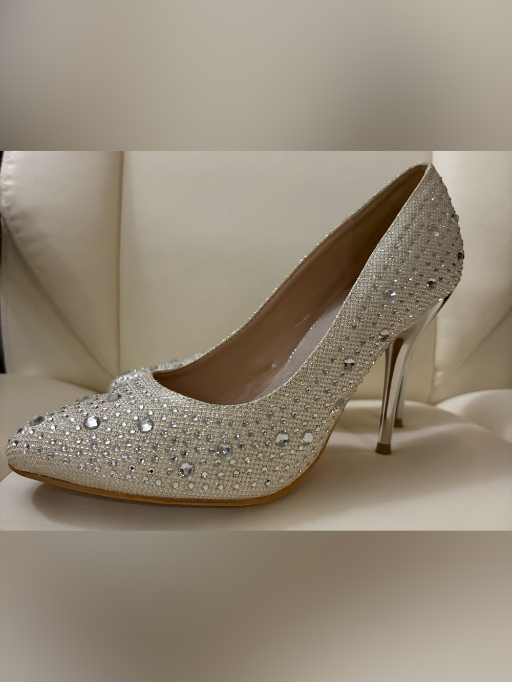 Sparkling Silver Embellished Women's High Heel Pump